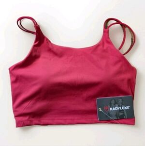 KadyLuxe Sports Bra Spaghetti Strap Longline Size Large NEW Pink